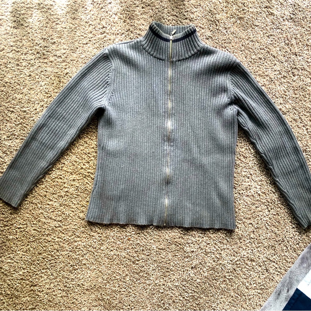 Vintage Tommy Hilfiger Y2K Turtleneck Sweater Jacket Cotton Sz Large
